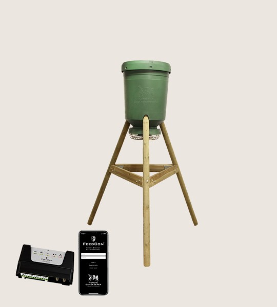 Kompletter Futterautomat 125 Liter mit Holzstativ - Nordic Gamekeeper